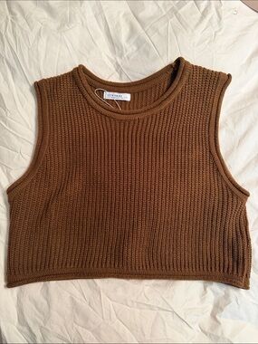12th Tribe Ribbed Waffle-Knit Crewneck Tank - Brown